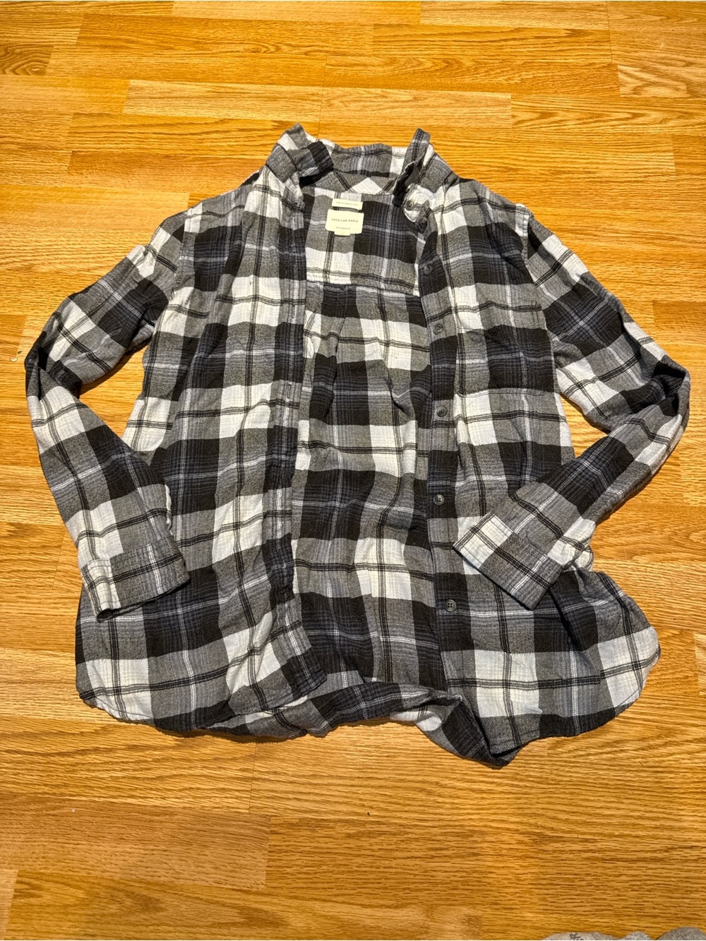Black & White Plaid Button-Up Shirt